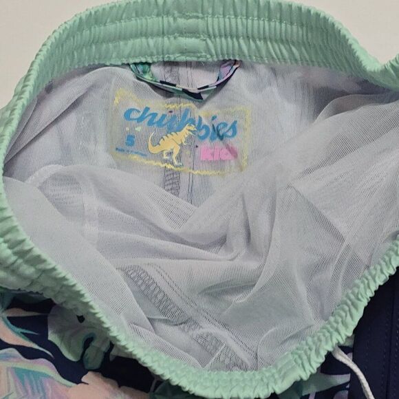 2 NWOT - Chubbies -  5T - Boys Swim Shorts Green / Blue - Picture 5 of 6